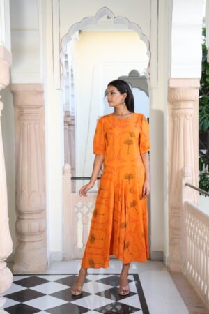Vibrant Orange Long Dress