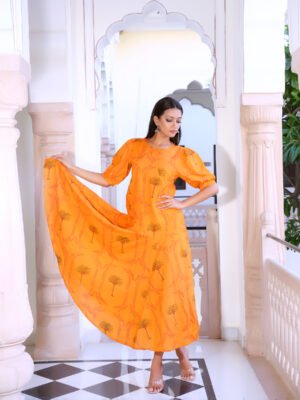 Vibrant Orange Long Dress